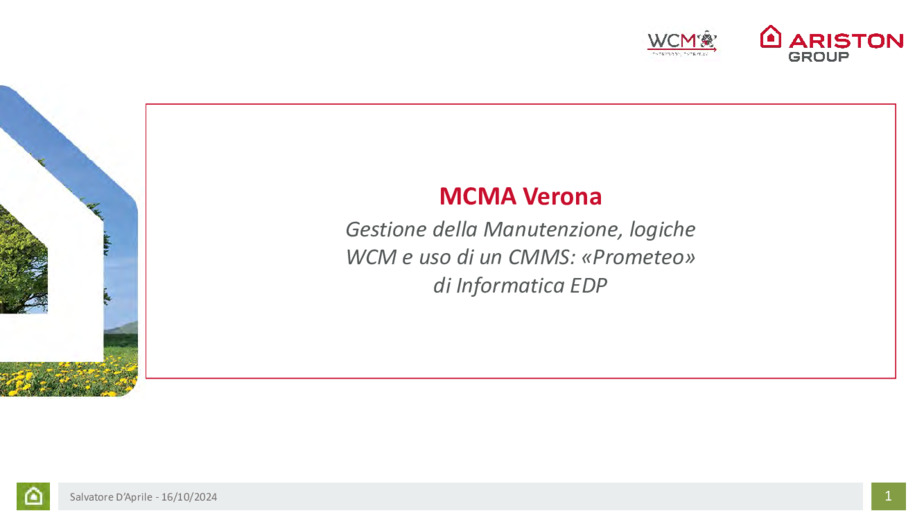 Gestione della Manutenzione, logiche WCM e uso di un CMMS