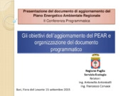 Gli obiettivi dell’aggiornamento del PEAR e organizzazione del documento programmatico