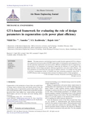 GTA-based framework for evaluating the role of design parameters in cogeneration cycle power plant efficiency