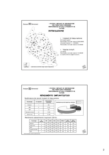 I piccoli impianti di depurazione nel territorio veronese - performance