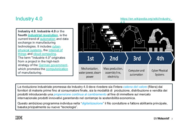 IBM per Industry 4.0  - Asset Mngm - Performance Mngm  Predictive Analisys