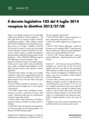 Il decreto legislativo 102 del 4 luglio 2014 recepisce la direttiva 2012/27/UE