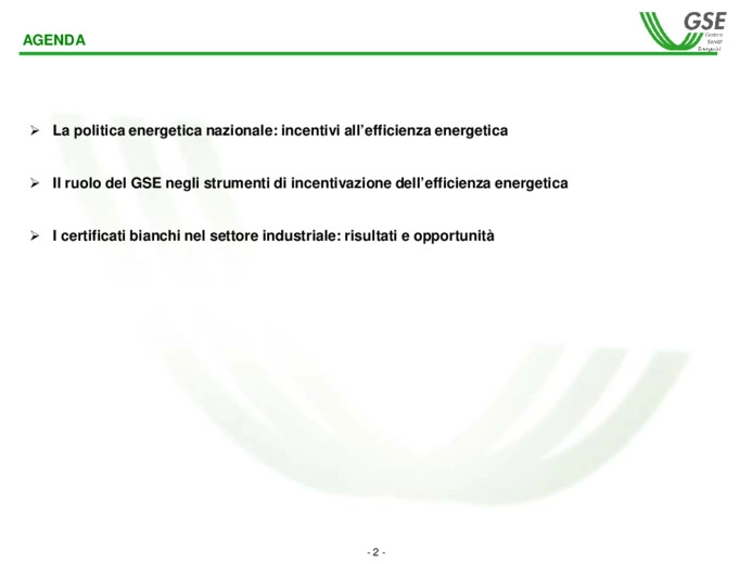 Il meccanismo dei certificati bianchi - Il ruolo del GSE, i risultati e le opportunit