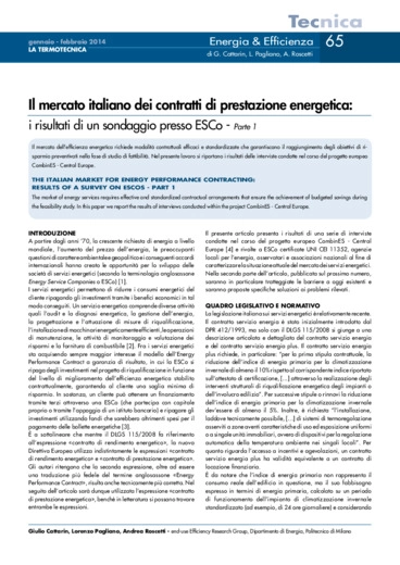 Il mercato italiano dei contratti di prestazione energetica: i risultati di un sondaggio presso ESCo - Parte 1