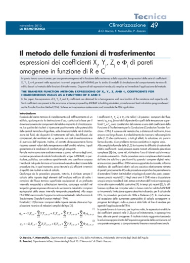 Il metodo delle funzioni di trasferimento