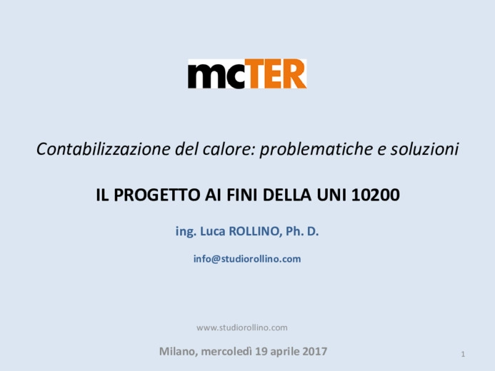 Il progetto ai fini della UNI 10200