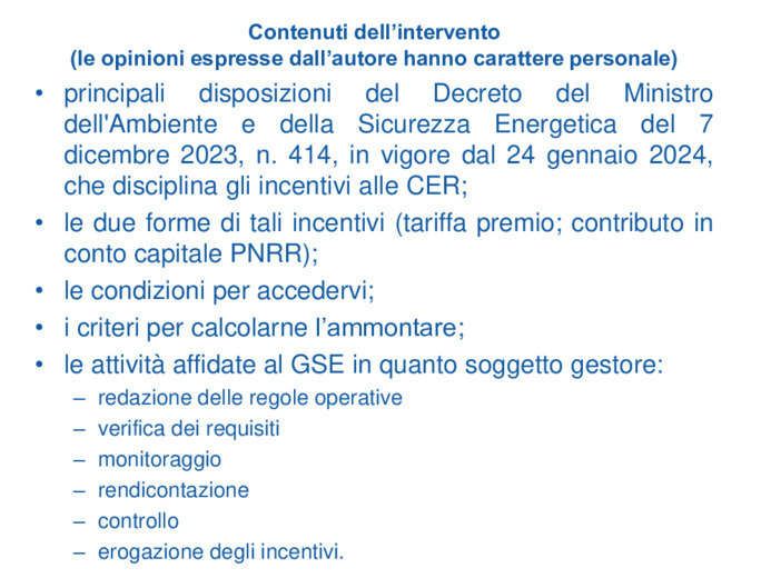 Il ruolo delle CER Comunit Energetiche Rinnovabili nella transizione energetica: modelli di sviluppo, incentivi, procedure