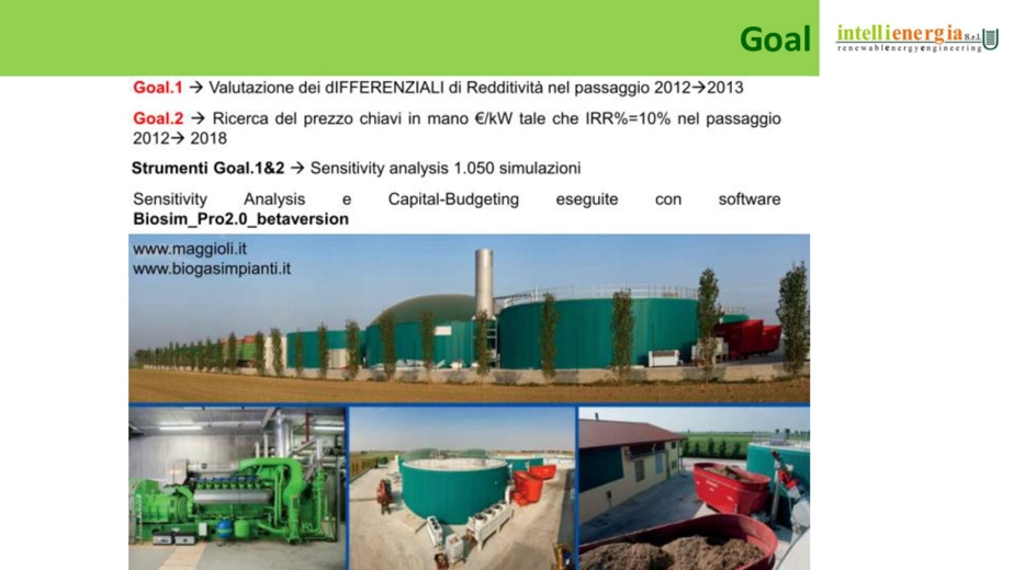 Impianti biogas - differenziali di redditivit dal 2012 al 2015