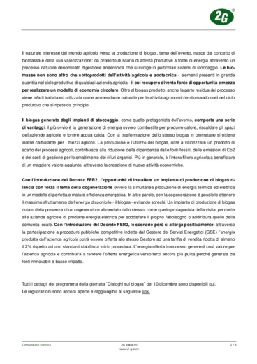 Impianti di produzione di biogas: un modello diffuso di efficienza e sostenibilit per il settore agricolo.