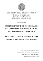 Implementazione di un modello di calcolo delle perdite 3d di shock per compressori transonici
