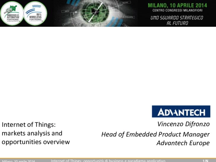 Internet of Things: opportunit di business e paradigma applicativo