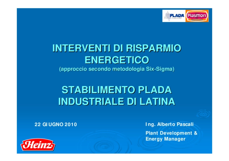 Interventi di risparmio energetico - approccio secondo metodologia Six-Sigma