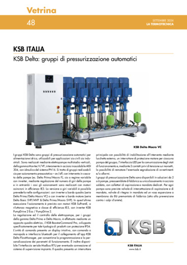 KSB Delta: gruppi di pressurizzazione automatici