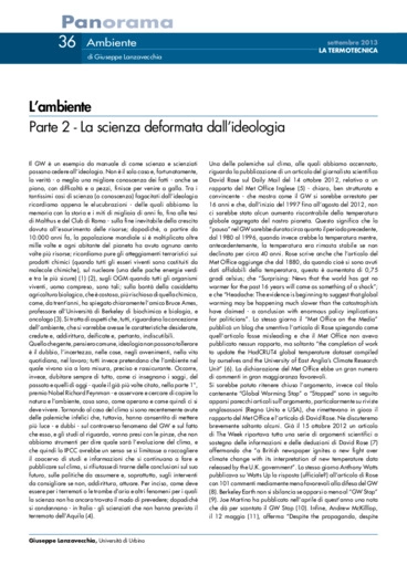 Lambiente<br>Parte 2 - La scienza deformata dallideologia
