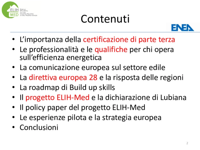 La Carta di Lubiana e le Smart City  Il progetto Enea  Elih-Med