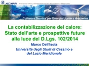 La contabilizzazione del calore: Stato dell’arte e prospettive future alla