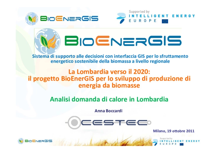 La Lombardia verso il 2020: il progetto BioEnerGIS per lo