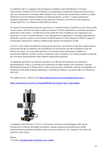 La nuova saldatrice laser di Emerson automatizza l'assemblaggio di piccoli componenti in plastica dalle geometrie complesse