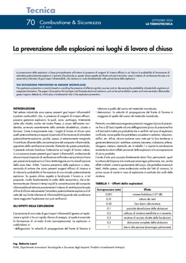 La prevenzione delle esplosioni nei luoghi di lavoro al chiuso