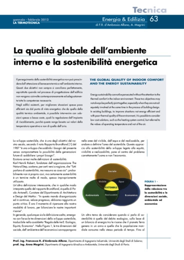 La qualit globale dell'ambiente interno e la sostenibilit energetica