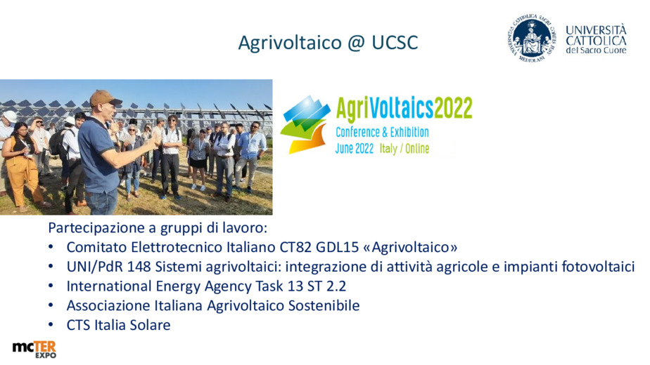 La ricerca a supporto della progettazione e gestione dei  sistemi agrivoltaici