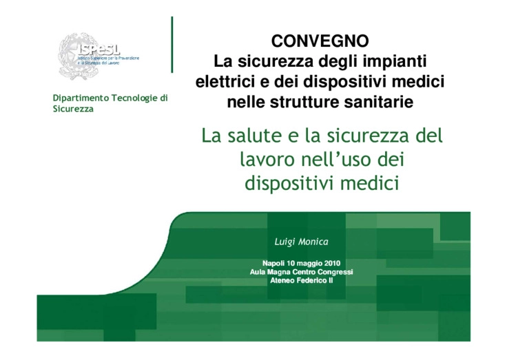 La salute e la sicurezza del lavoro nelluso dei dispositivi medici