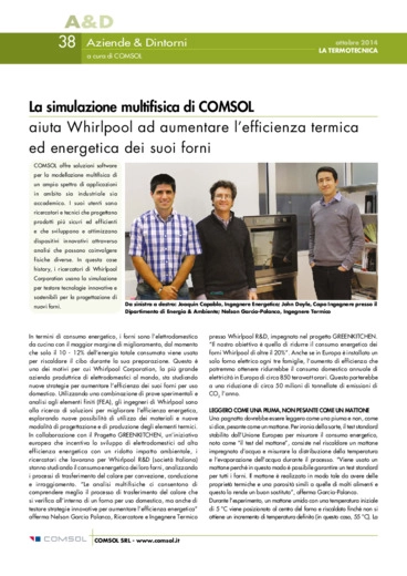 La simulazione multifisica di COMSOL aiuta Whirlpool ad aumentare lefficienza termica ed energetica dei suoi forni
