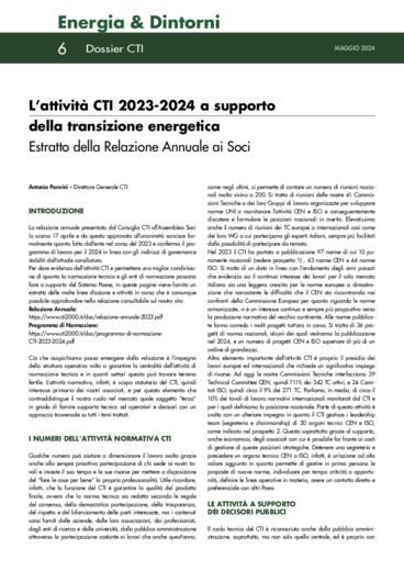 L'attivit CTI 2023-2024 a supporto della transizione energetica