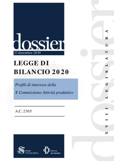 Legge di bilancio 2020: Profili di interesse della Commissione Attività