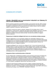 Libert e flessibilit per le comunicazioni industriali con Gateway IOLink IO-Link wireless di SICK