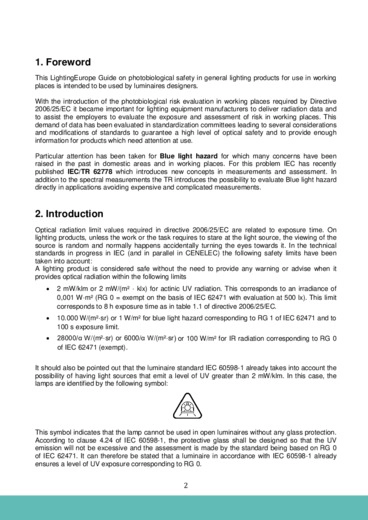 LightingEurope guide on photobiological safety in general lighting products for