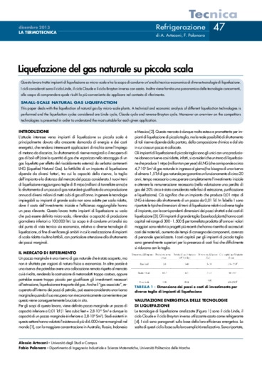 Liquefazione del gas naturale su piccola scala