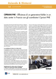 Efficienza di un generatore Kohler in un data center in Francia con gli scambiatori Cipriani PHE