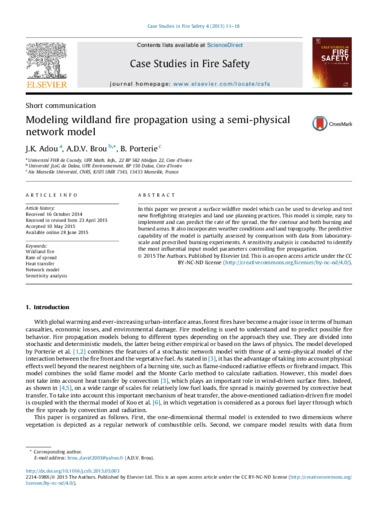 Modeling wildland fire propagation using a semi-physical network model