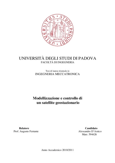 Modellazione e controllo di un satellite geostazionario