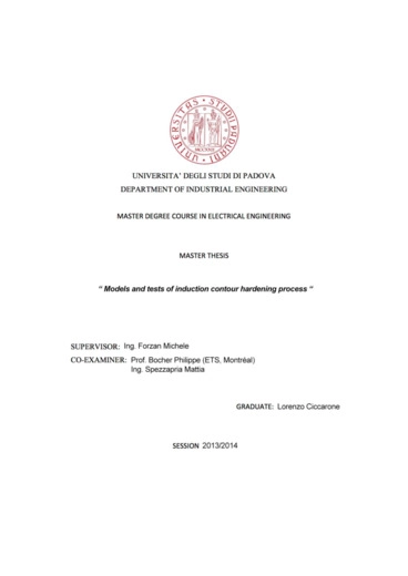 Models and tests of induction contour hardening process