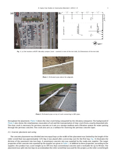 Monitoring in situ performance of pervious concrete in British Columbia - A pilot study
