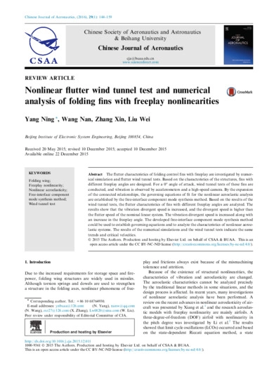 Nonlinear flutter wind tunnel test and numerical analysis of folding