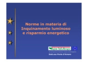 Norme in materia di Inquinamento luminoso e di risparmio energetico