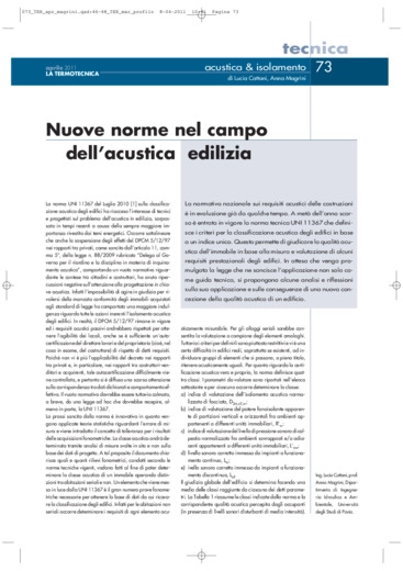 Nuove norme nel campo dell'acustica edilizia