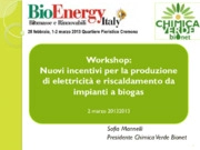 Nuovi incentivi per la produzione di elettricità e riscaldamento da impianti a biogas 