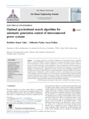 Optimal gravitational search algorithm for automatic generation control of interconnected power systems