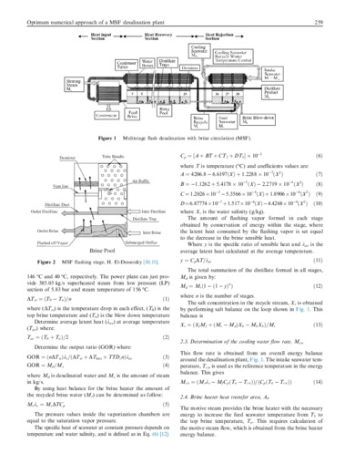 Optimum numerical approach of a MSF desalination plant to be