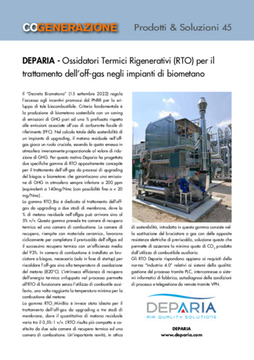 Ossidatori Termici Rigenerativi (RTO) per il trattamento dell'off-gas negli impianti di biometano