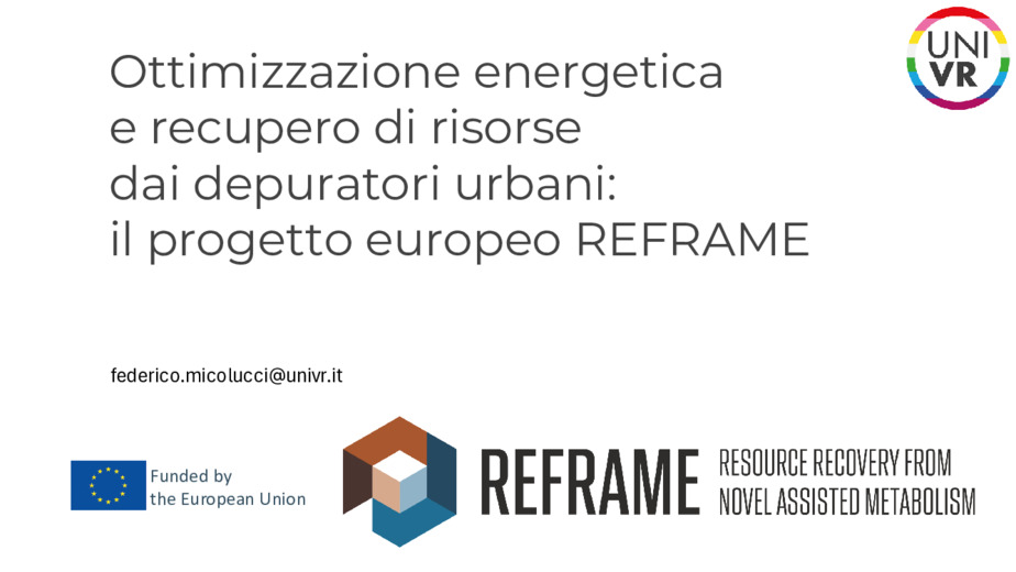 Ottimizzazione energetica e recupero di risorse dai depuratori urbani: il progetto europeo REFRAME