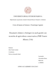 Parametri chimici e biologici in suoli gestiti con tecniche di agricoltura conservativa 