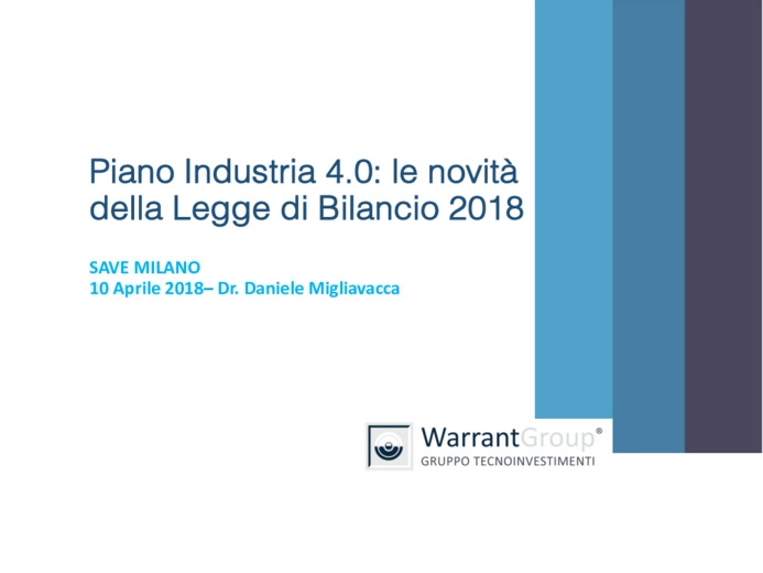 Piano Industria 4.0: le novità della Legge di Bilancio 2018