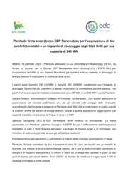 Plenitude firma accordo con EDP Renewables per l'acquisizione di due parchi fotovoltaici e un impianto di stoccaggio negli Stati Uniti