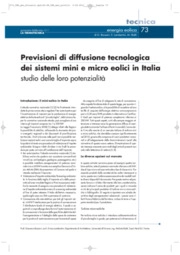 Previsioni di diffusione tecnologica  dei sistemi mini e micro eolici in Italia e studio delle loro potenzialità
