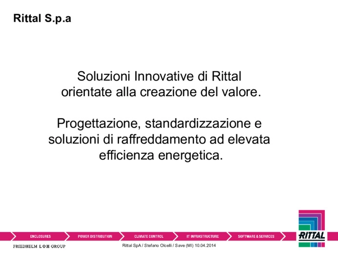 Progettazione, standardizzazione e soluzioni di raffreddamento ad elevata efficienza energetica